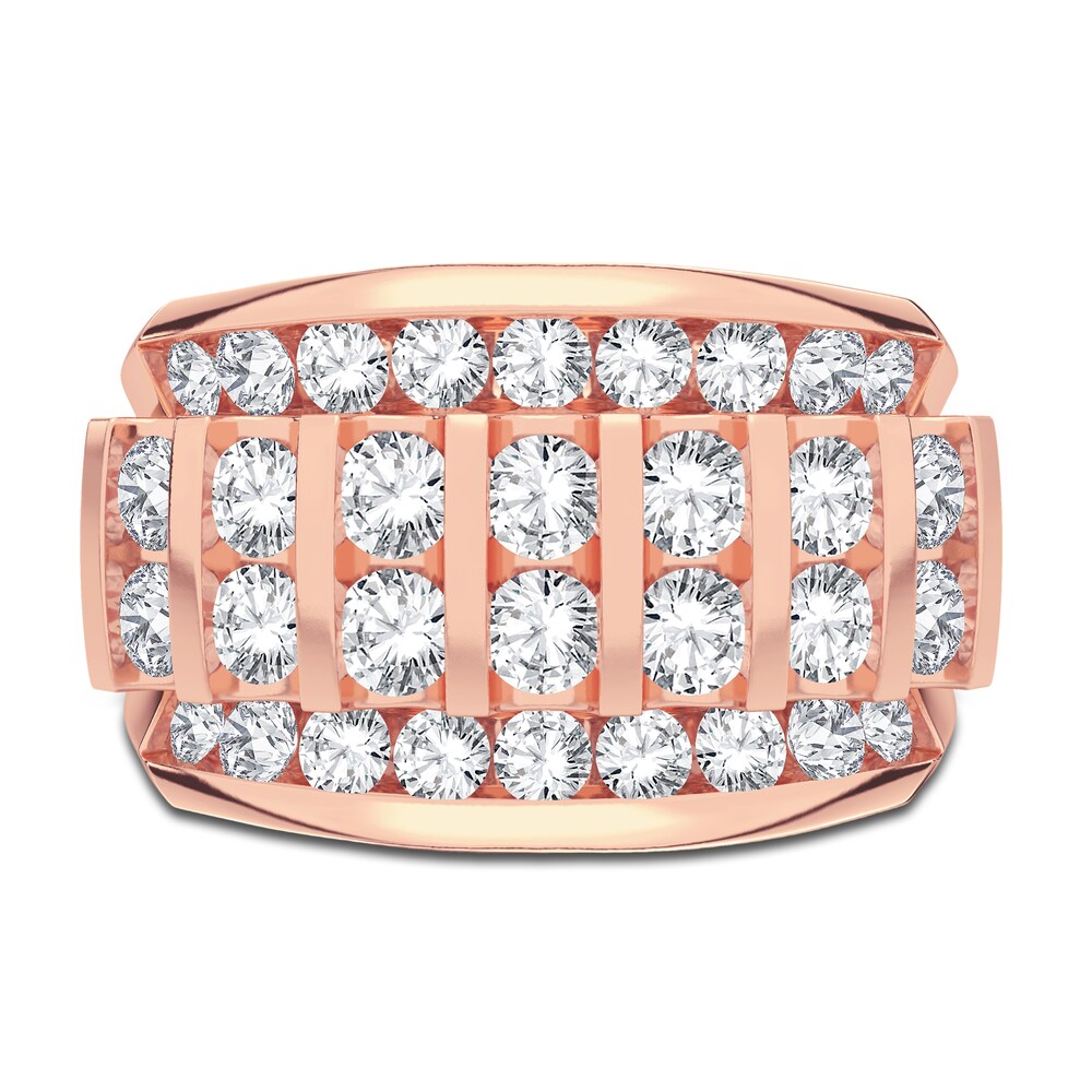 Men\'s Diamond Ring 3 ct tw Round 14K Rose Gold OjjMc1t5