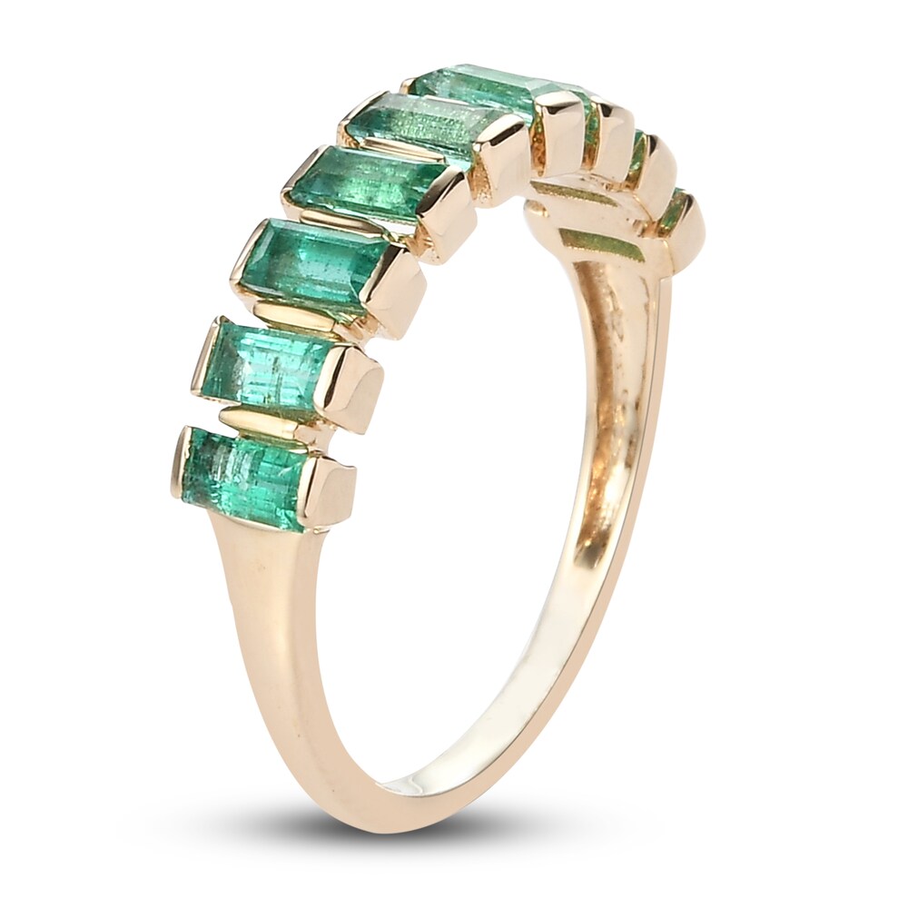 Natural Emerald Anniversary Ring 14K Yellow Gold OnW7cRok