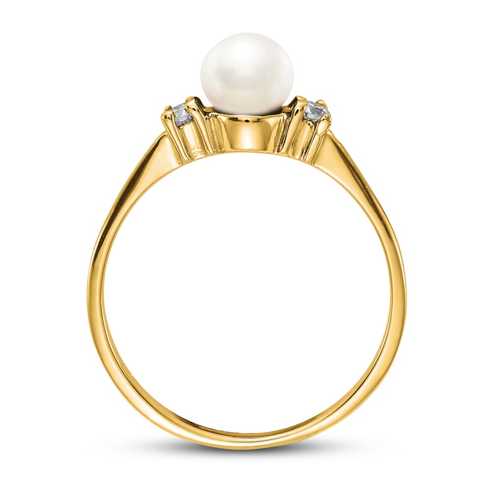 Cultured Freshwater Pearl Ring 1/15 ct tw Diamonds 14K Yellow Gold OtYlBBZC