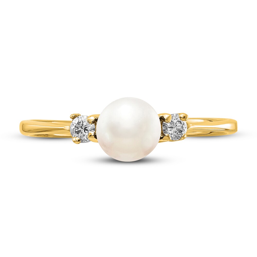 Cultured Freshwater Pearl Ring 1/15 ct tw Diamonds 14K Yellow Gold OtYlBBZC