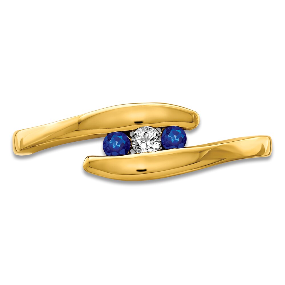 Natural Blue Sapphire Ring Diamond Accent 14K Yellow Gold PDHIRGfE