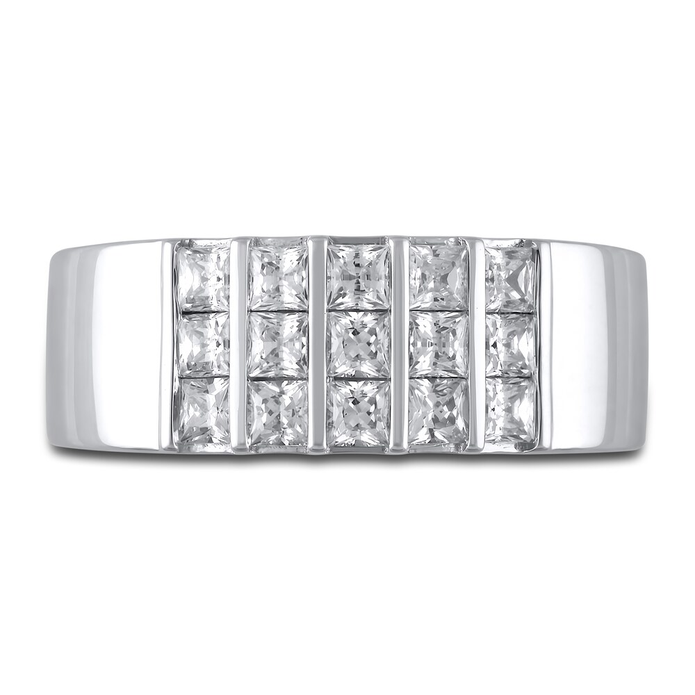 Men\'s Diamond Wedding Band 1-1/2 ct tw Princess 10K White Gold PIwDk23t