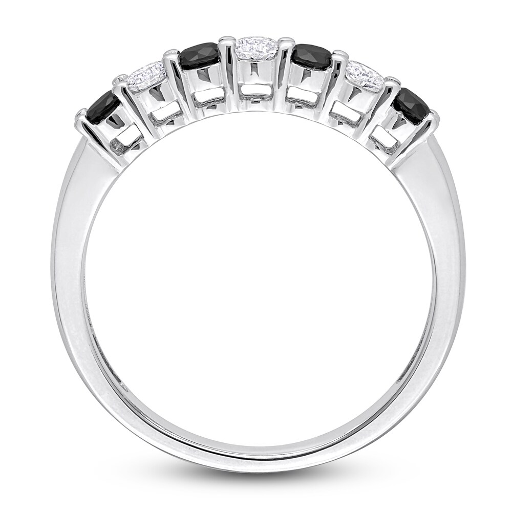 Black & White Diamond Anniversary Band 1/2 ct tw Round 14K White Gold PJ8KiH0X