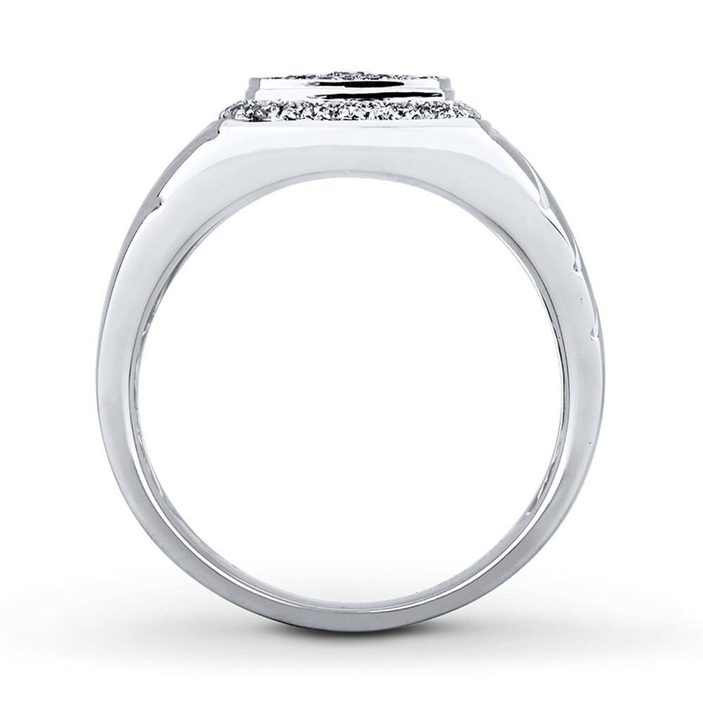 Men\'s Diamond Ring 5/8 ct tw Round-cut 14K White Gold PMx0pnUW