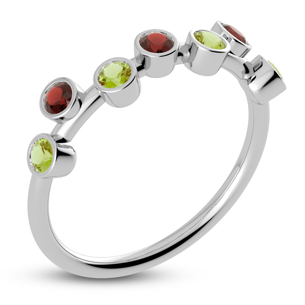 Juliette Maison Natural Garnet & Natural Peridot Ring 10K White Gold PRE7wjxE