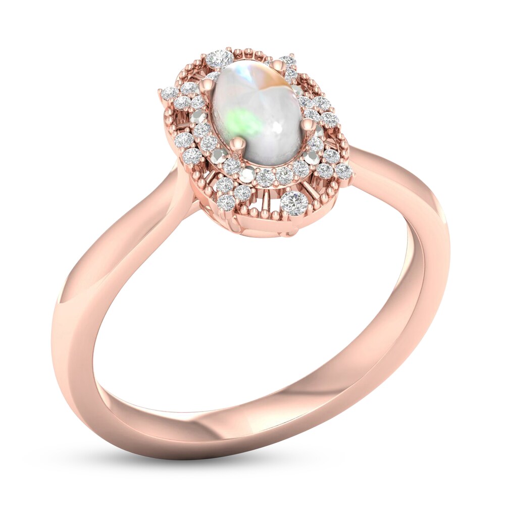 Natural Opal Ring 1/10 ct tw Diamonds 10K Rose Gold PUXqzHCo