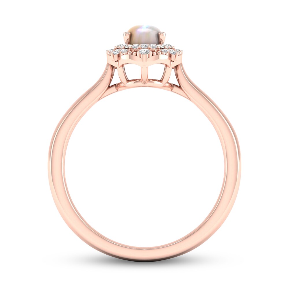 Natural Opal Ring 1/10 ct tw Diamonds 10K Rose Gold PUXqzHCo