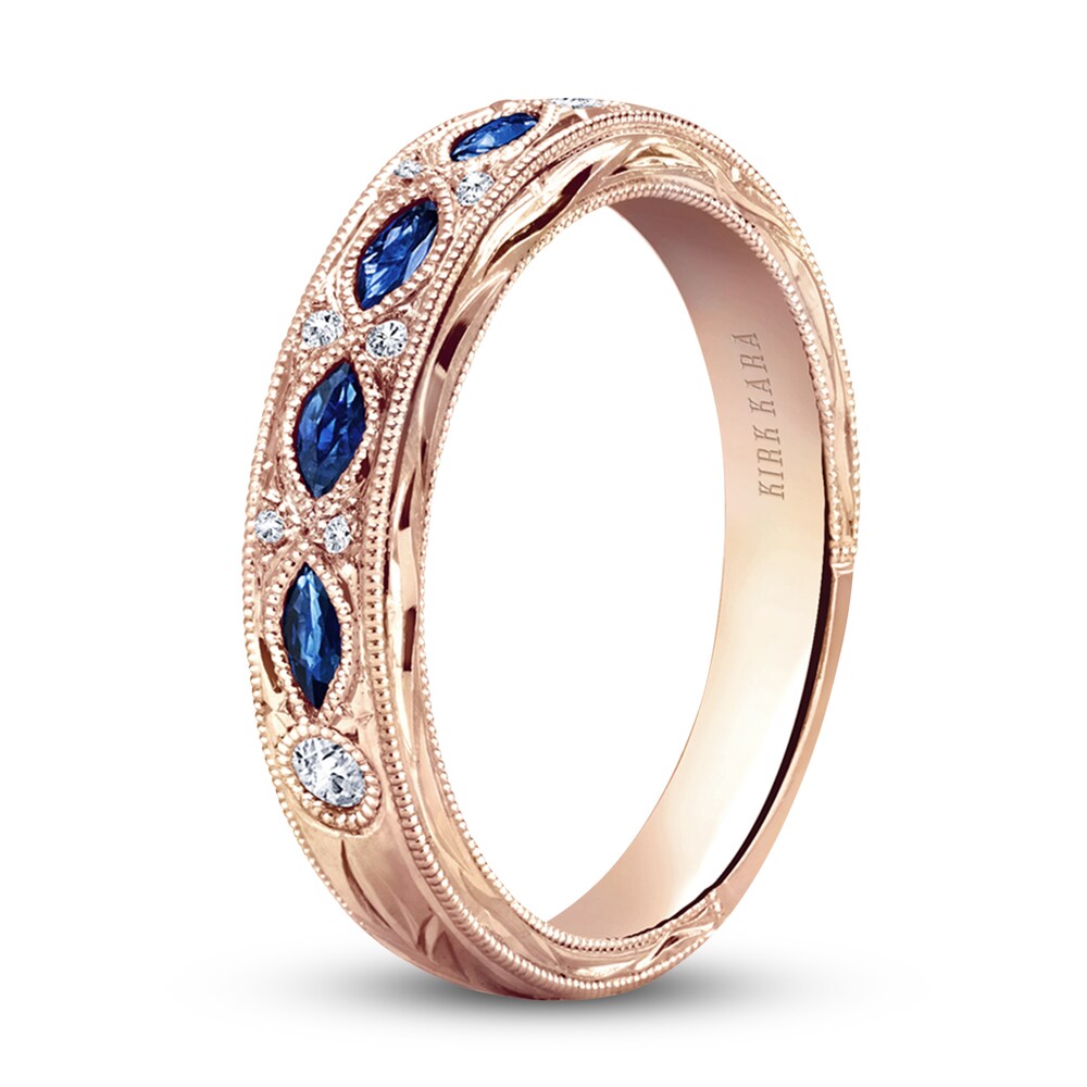 Kirk Kara Natural Blue Sapphire Anniversary Band Diamond Accents 18K Rose Gold PVyKaHV9