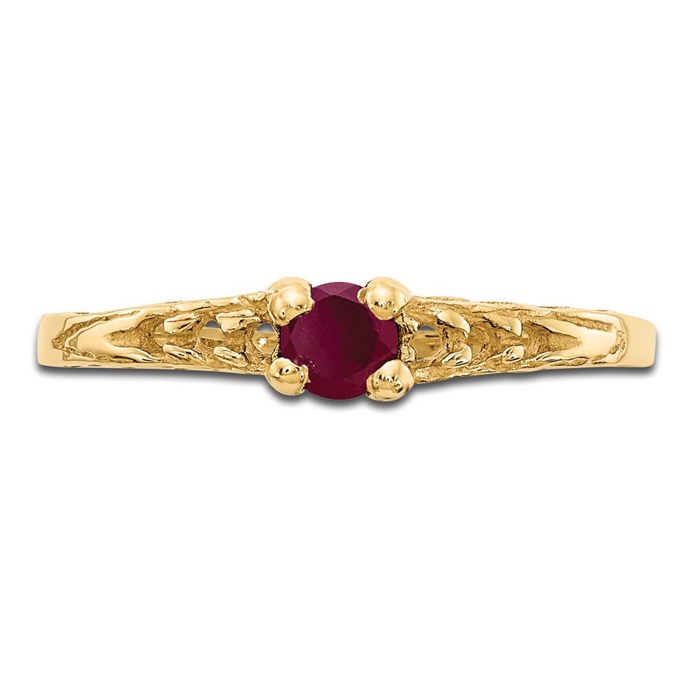 Natural Ruby Birthstone Ring 14K Yellow Gold PYvhSJwy