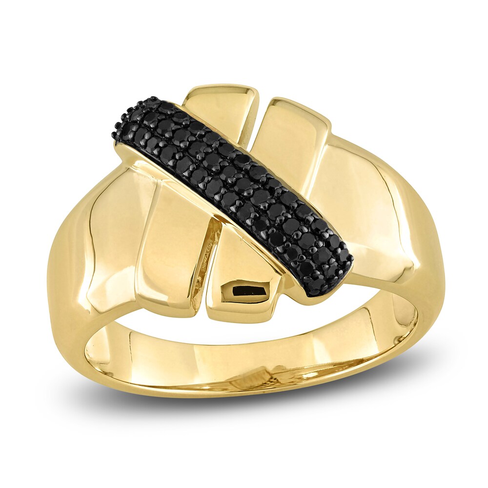 Black Diamond Ring 1/5 ct tw Round 14K Yellow Gold Pd1XW3L6 [Pd1XW3L6]