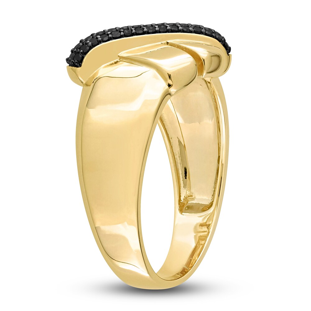 Black Diamond Ring 1/5 ct tw Round 14K Yellow Gold Pd1XW3L6