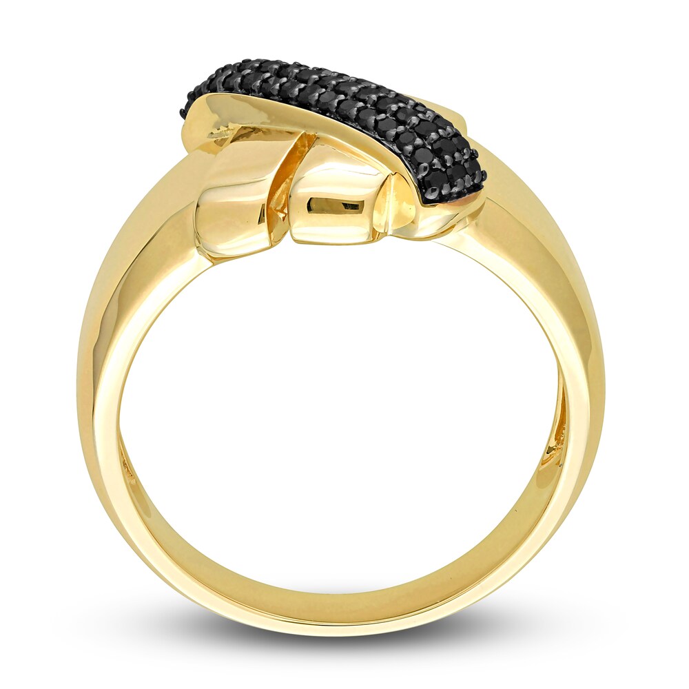 Black Diamond Ring 1/5 ct tw Round 14K Yellow Gold Pd1XW3L6