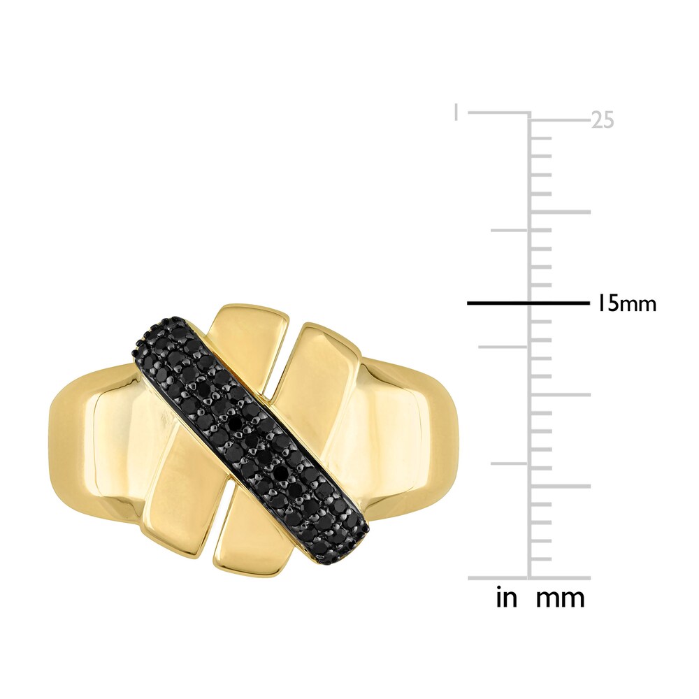 Black Diamond Ring 1/5 ct tw Round 14K Yellow Gold Pd1XW3L6