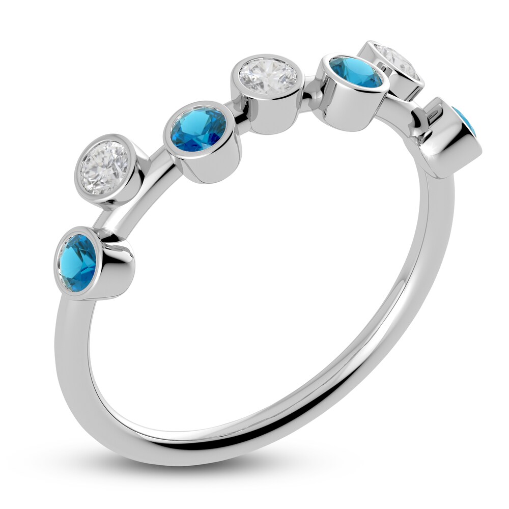 Juliette Maison Natural Blue Zircon & Natural White Sapphire Ring 10K White Gold PpFdOGkl