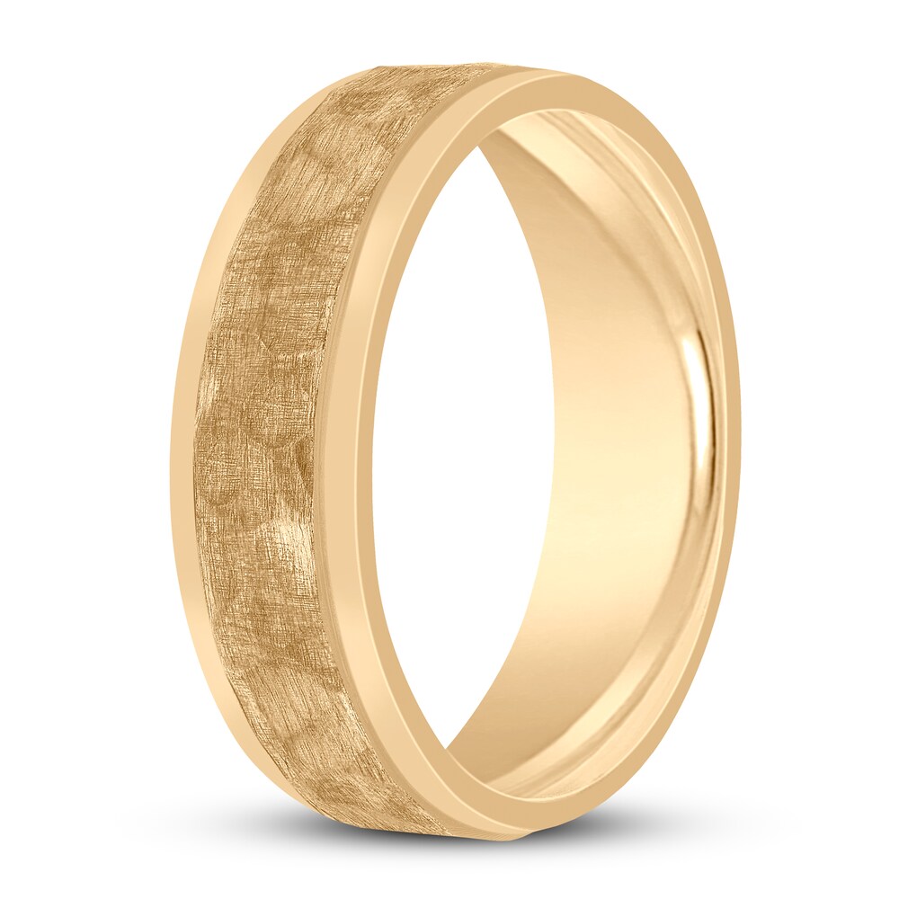 Men\'s Hammered Wedding Band 14K Yellow Gold 6mm PqAVequj