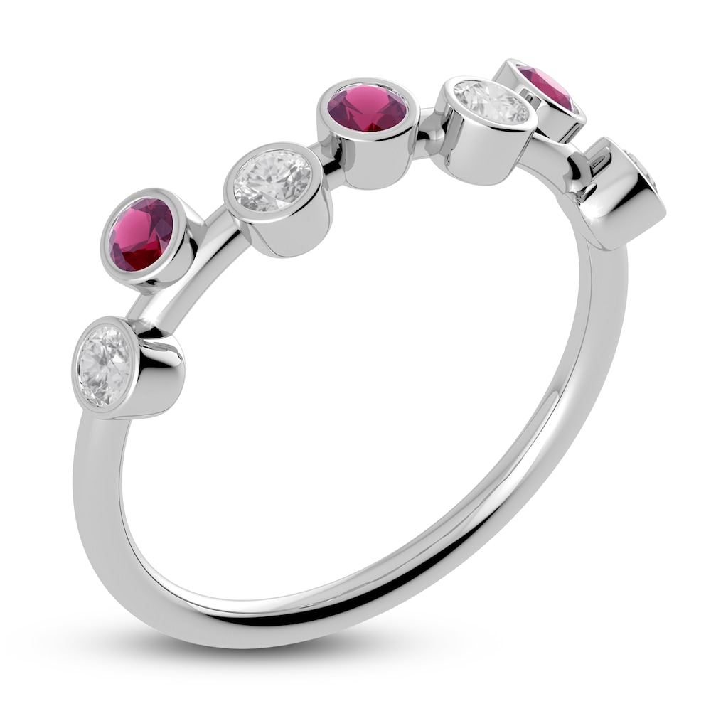 Juliette Maison Natural Rhodolite Garnet & Natural White Sapphire Ring 10K White Gold PtpR2u7s