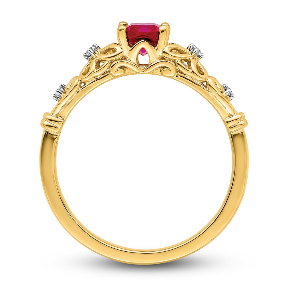 Natural Ruby Ring Diamond Accents 14K Yellow Gold QJEpnXJM