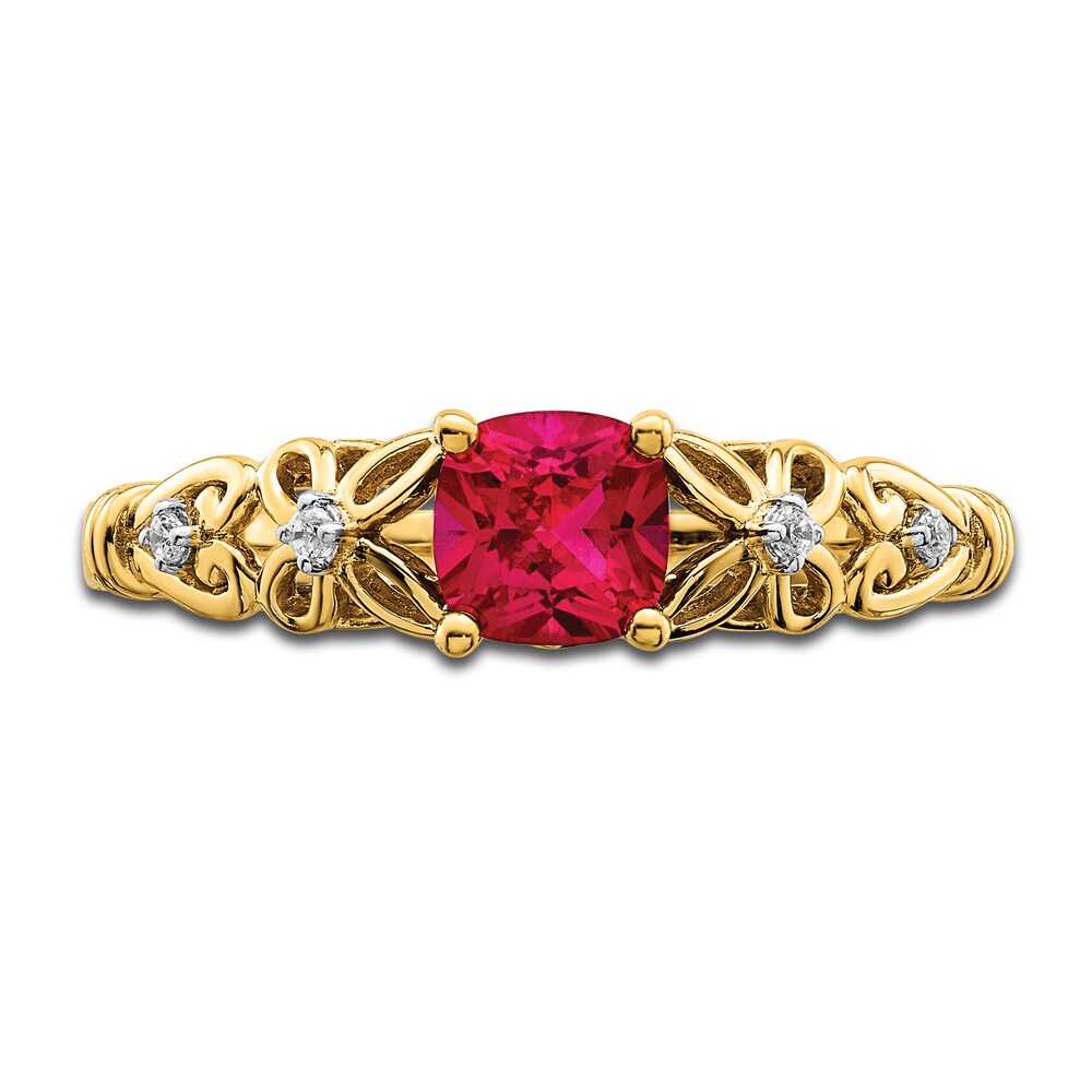 Natural Ruby Ring Diamond Accents 14K Yellow Gold QJEpnXJM