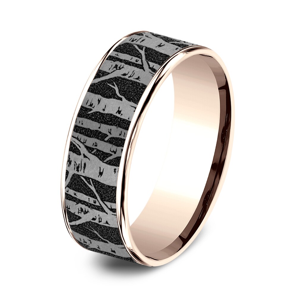 Men\'s Birch Wedding Band Titanium/14K Rose Gold 7.5mm QWkeBnL4