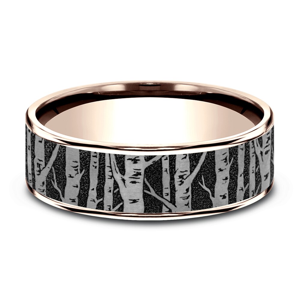 Men\'s Birch Wedding Band Titanium/14K Rose Gold 7.5mm QWkeBnL4