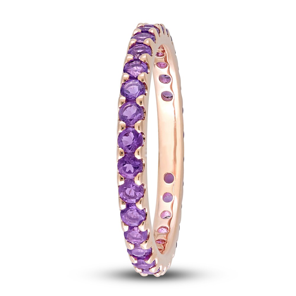 Natural Amethyst Eternity Ring 10K Rose Gold QXeFp41F