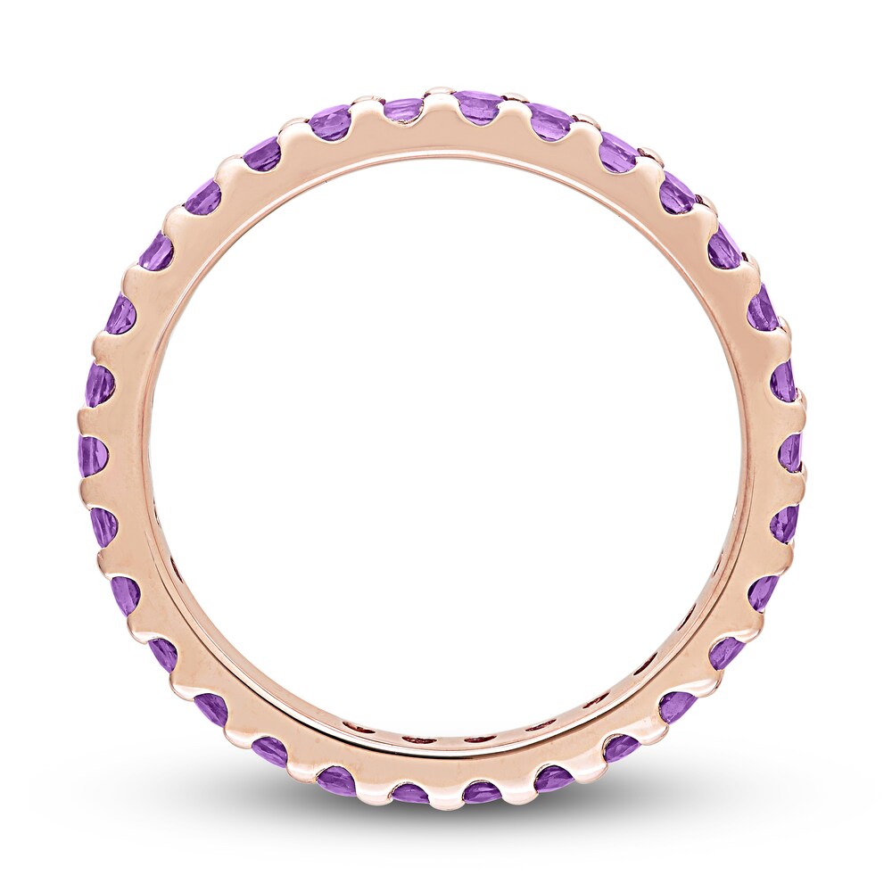 Natural Amethyst Eternity Ring 10K Rose Gold QXeFp41F