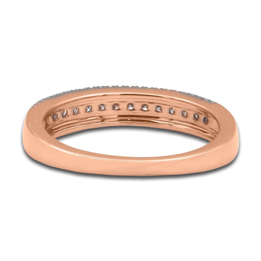 Pink & White Diamond Anniversary Band 1/3 ct tw Round 14K Two-Tone Gold QaAzRRQO