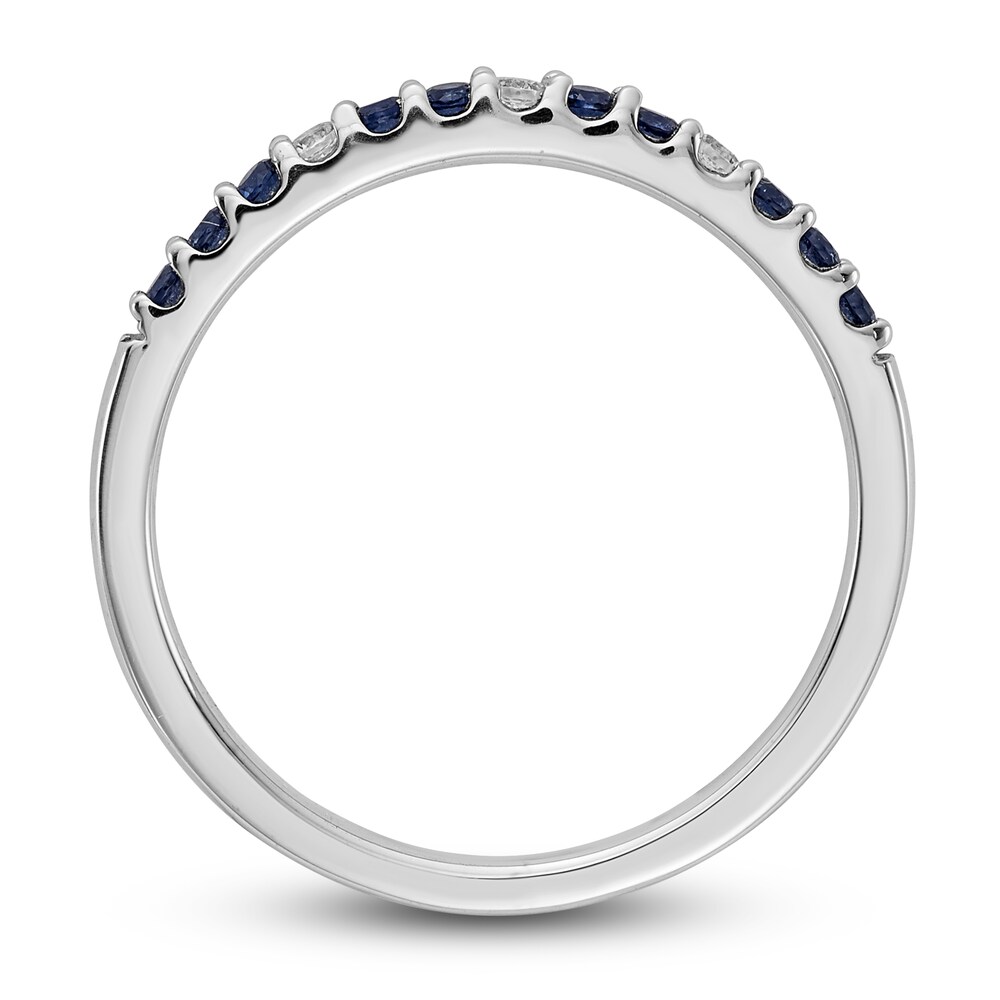 Natural Blue Sapphire Ring 1/20 ct tw Diamonds 14K White Gold QkONQot5