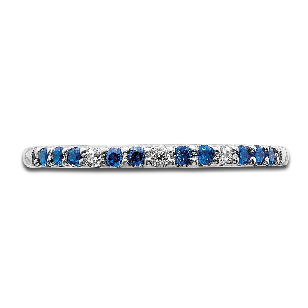 Natural Blue Sapphire Ring 1/20 ct tw Diamonds 14K White Gold QkONQot5