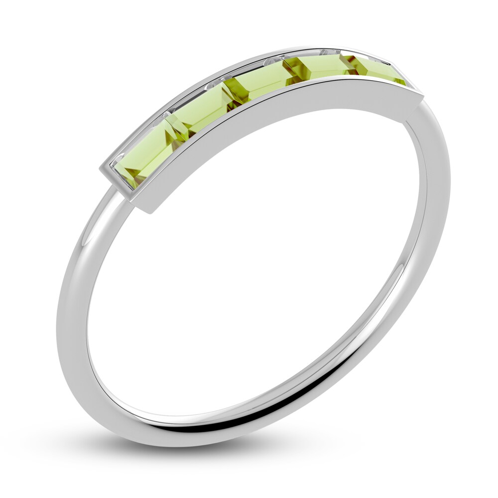 Juliette Maison Natural Peridot Baguette Bar Ring 10K White Gold Qy55Ht3P