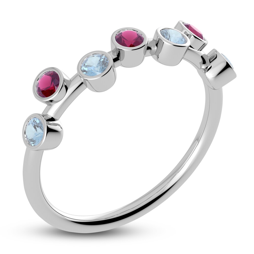 Juliette Maison Natural Aquamarine & Natural Rhodolite Garnet Ring 10K White Gold R9s49GuD