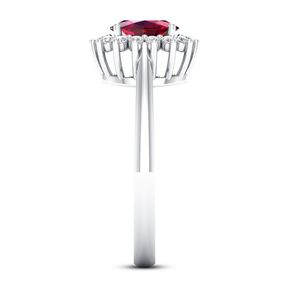 Ruby Ring 1/5 ct tw Diamonds 10K White Gold RC2Wj8bE