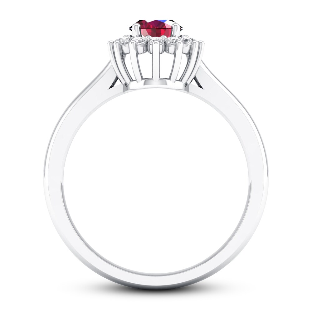 Ruby Ring 1/5 ct tw Diamonds 10K White Gold RC2Wj8bE