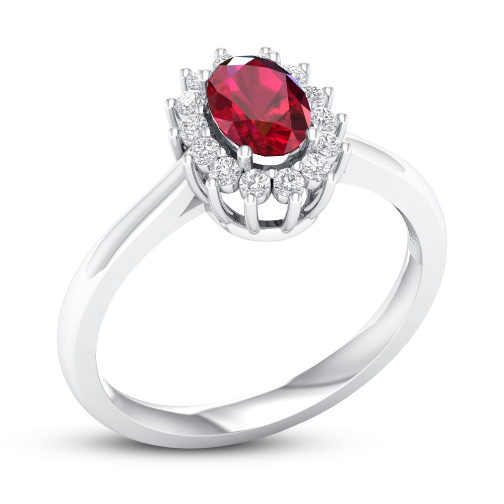 Ruby Ring 1/5 ct tw Diamonds 10K White Gold RC2Wj8bE