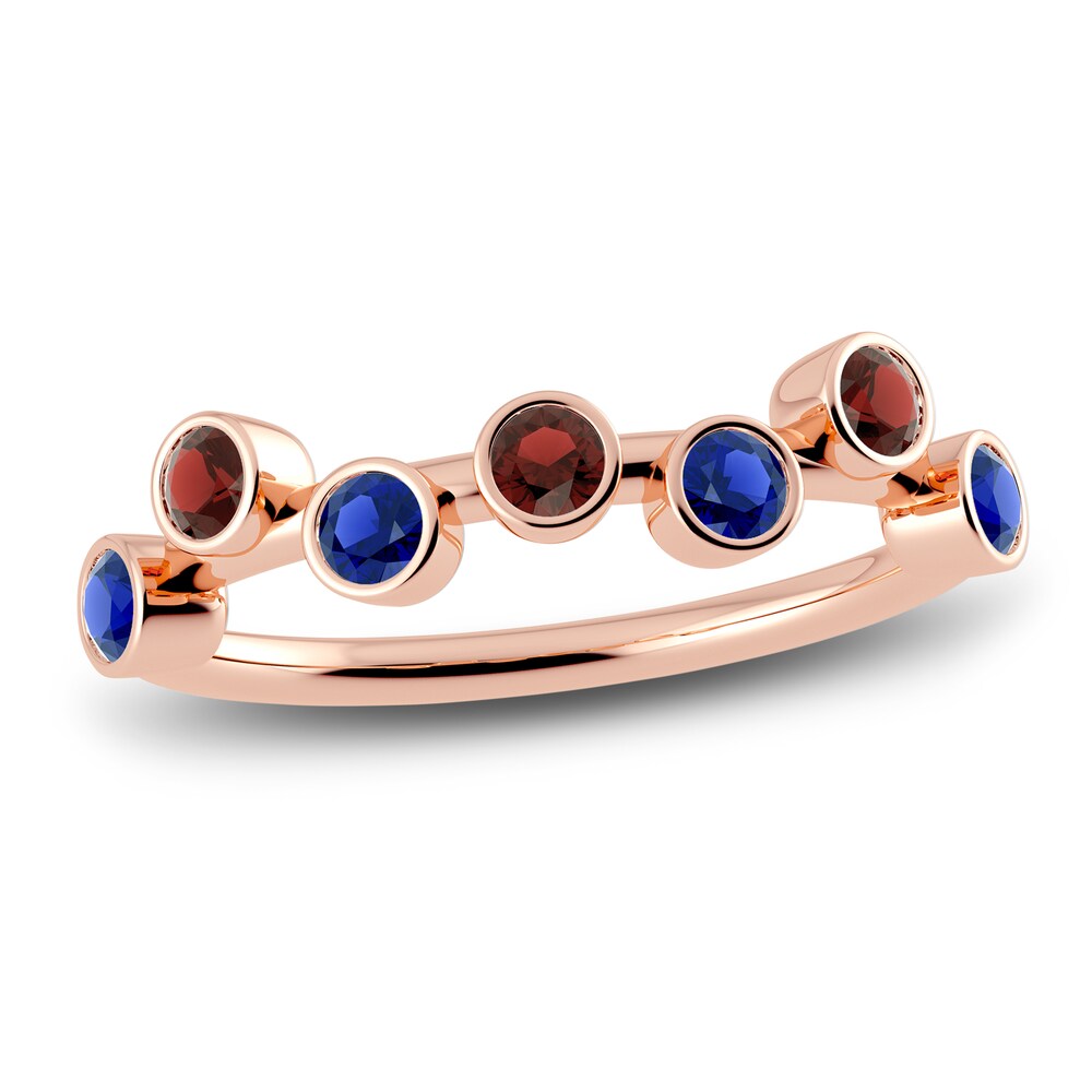 Juliette Maison Natural Garnet & Natural Blue Sapphire Ring 10K Rose Gold RH83QsFD