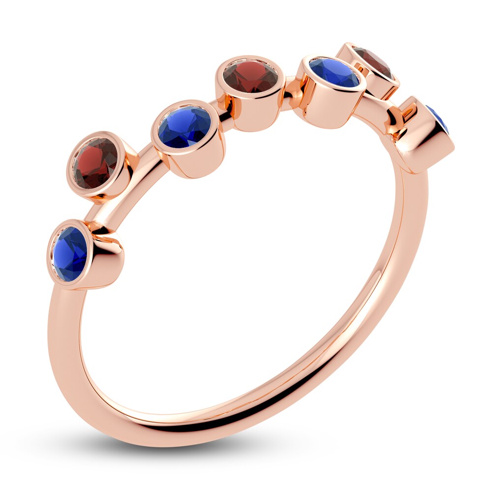 Juliette Maison Natural Garnet & Natural Blue Sapphire Ring 10K Rose Gold RH83QsFD