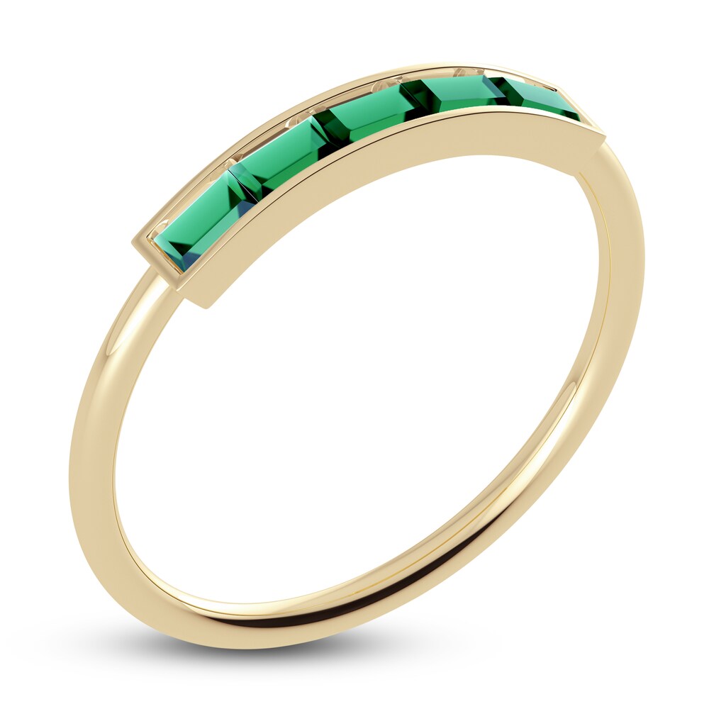 Juliette Maison Natural Emerald Baguette Bar Ring 10K Yellow Gold RR6ORs7w