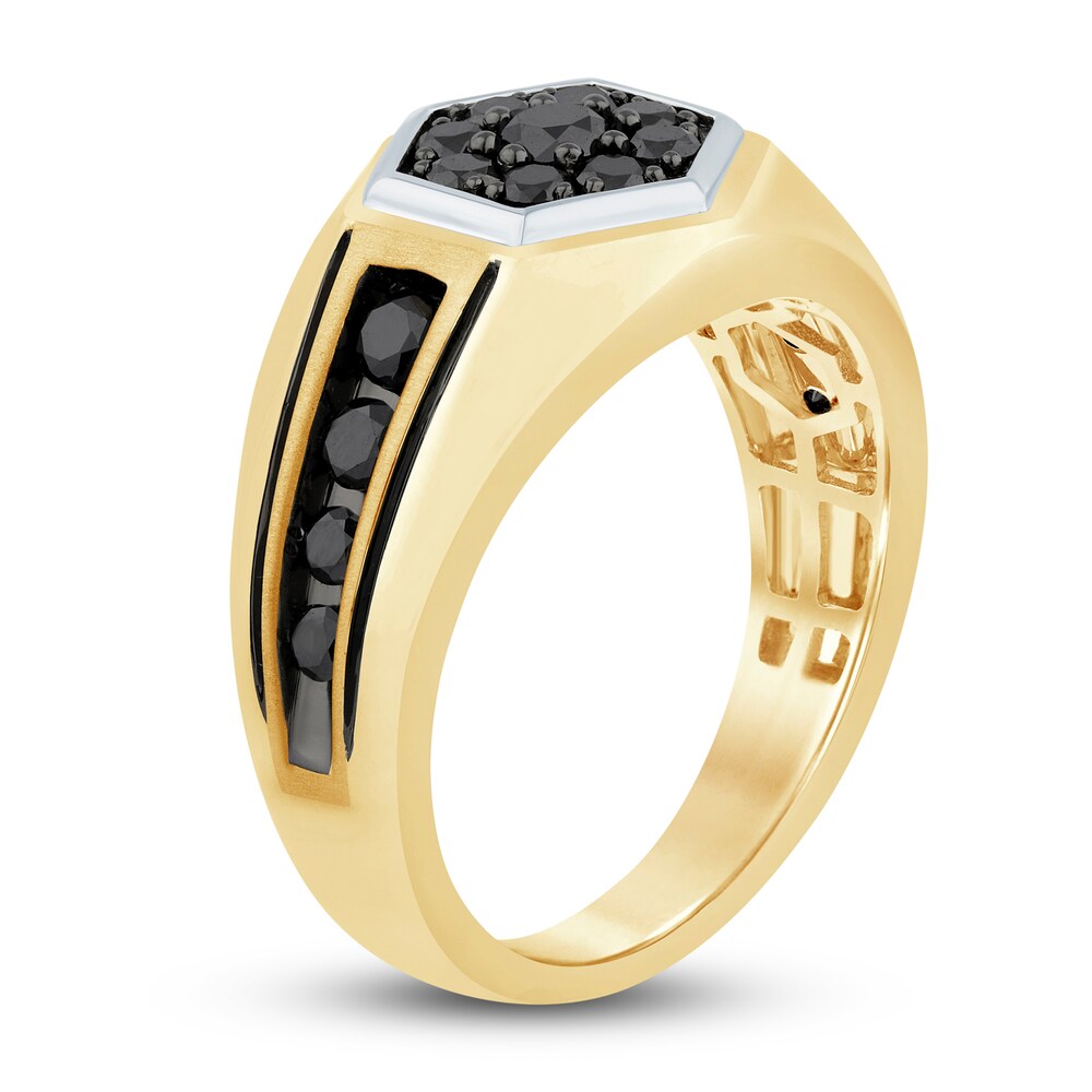 Men\'s Black Diamond Ring 1-1/6 ct tw Round 14K Two-Tone Gold ReyvO77w