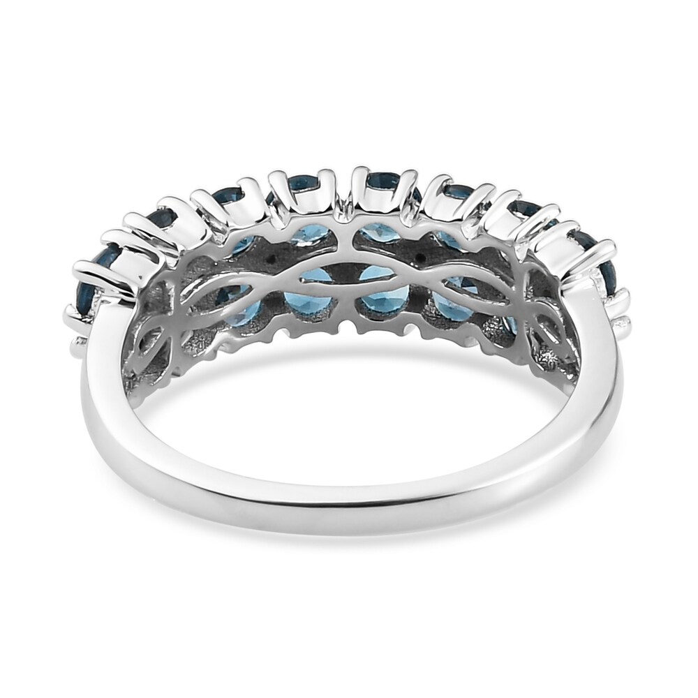 Natural Blue Topaz Anniversary Ring 1/20 ct tw Diamonds 14K White Gold RklGHduO