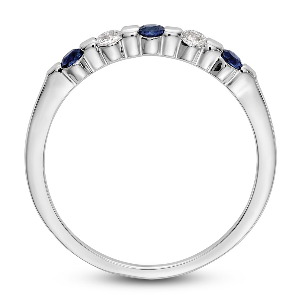 Natural Blue Sapphire Stackable Ring 1/10 ct tw Round 14K White Gold S5v9zdZS