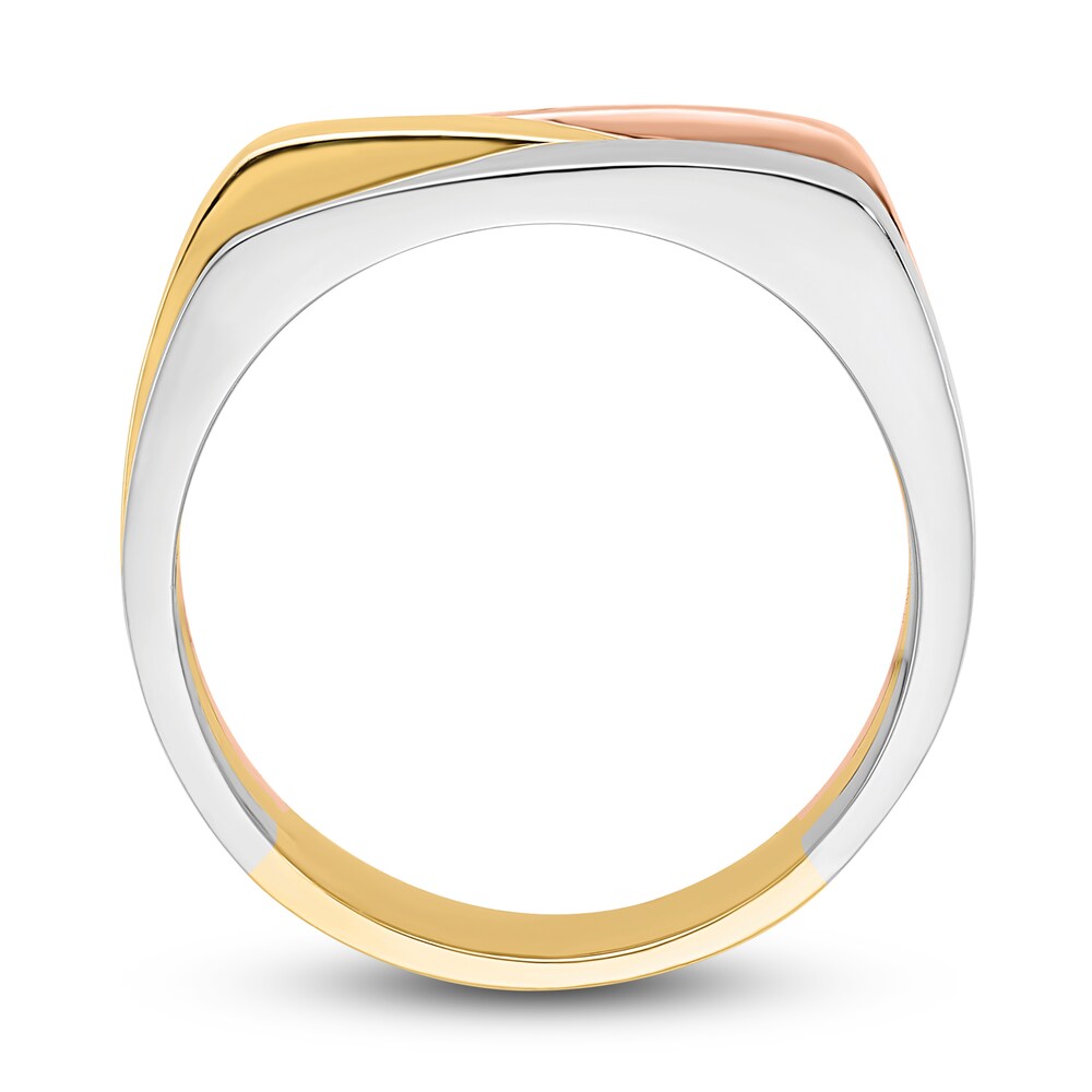 Flat Top Ring 14K Tri-Tone Gold S6thNXUl