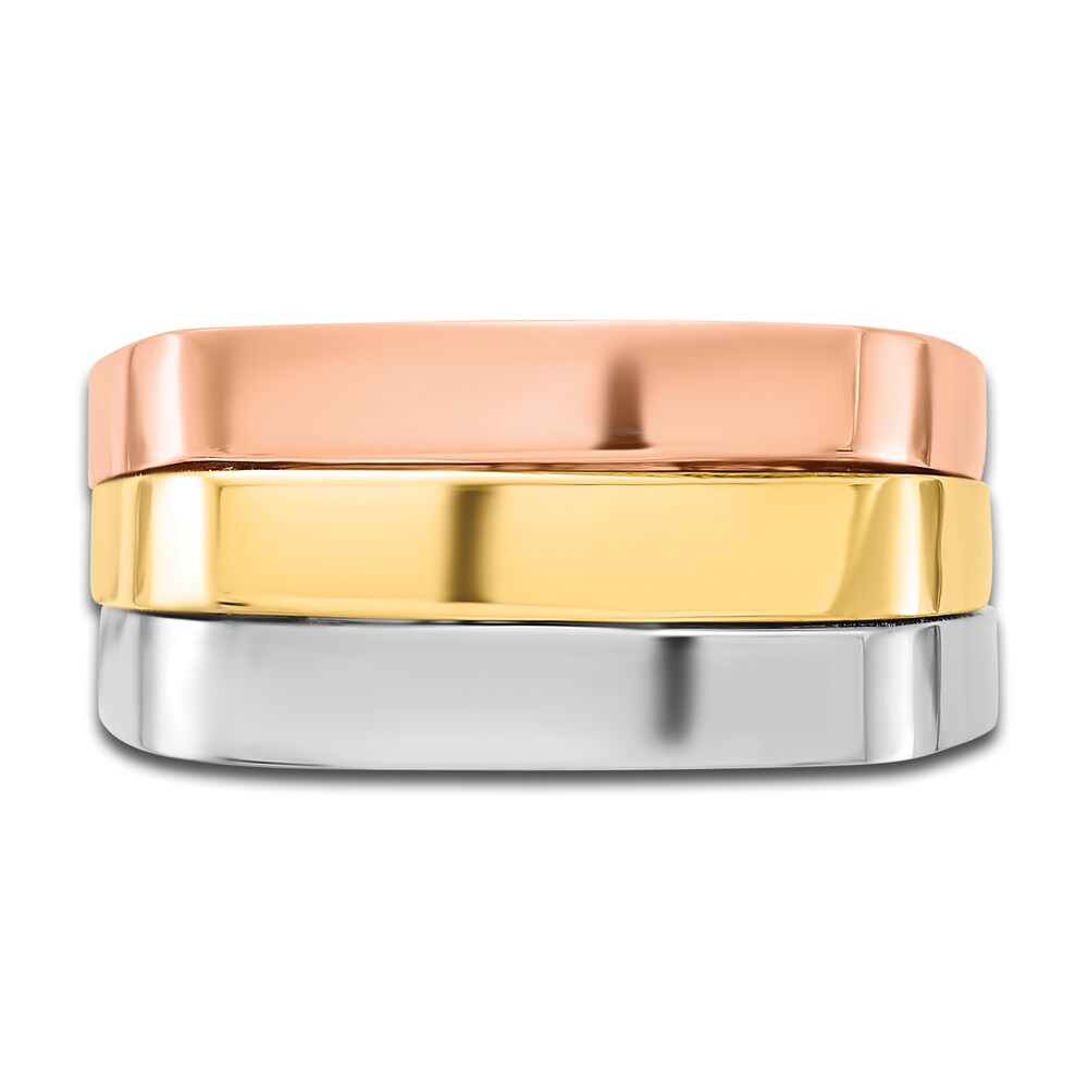 Flat Top Ring 14K Tri-Tone Gold S6thNXUl