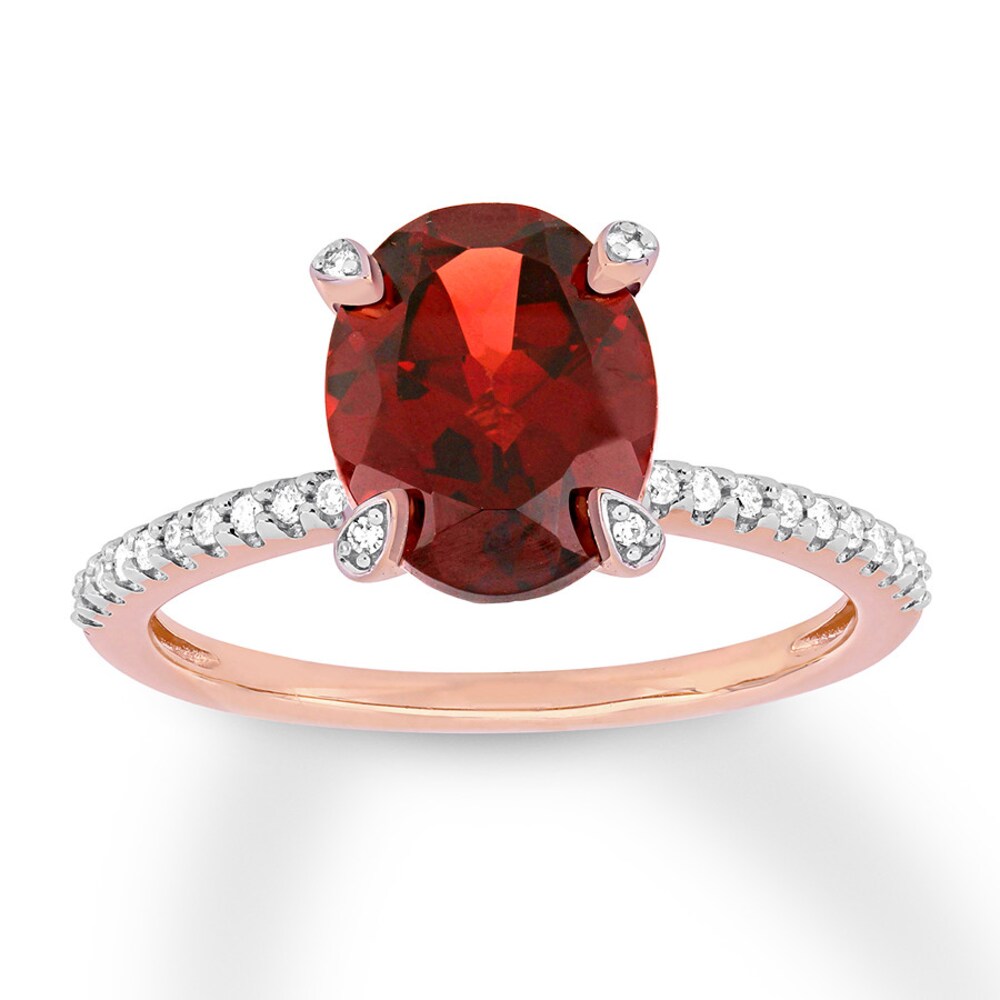 Garnet Ring 1/10 carat tw Diamonds 10K Rose Gold SE5QGncQ