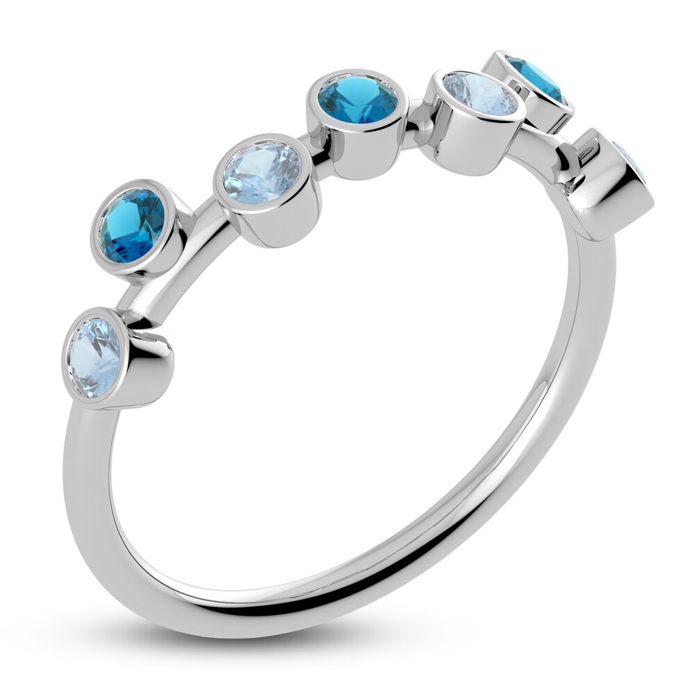 Juliette Maison Natural Blue Zircon & Natural Aquamarine Ring 10K White Gold SHQOQ8PM