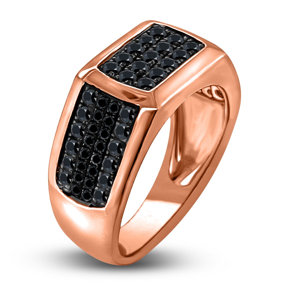 Men\'s Black Diamond Anniversary Ring 3/4 ct tw Round 14K Rose Gold SKGsjlDG