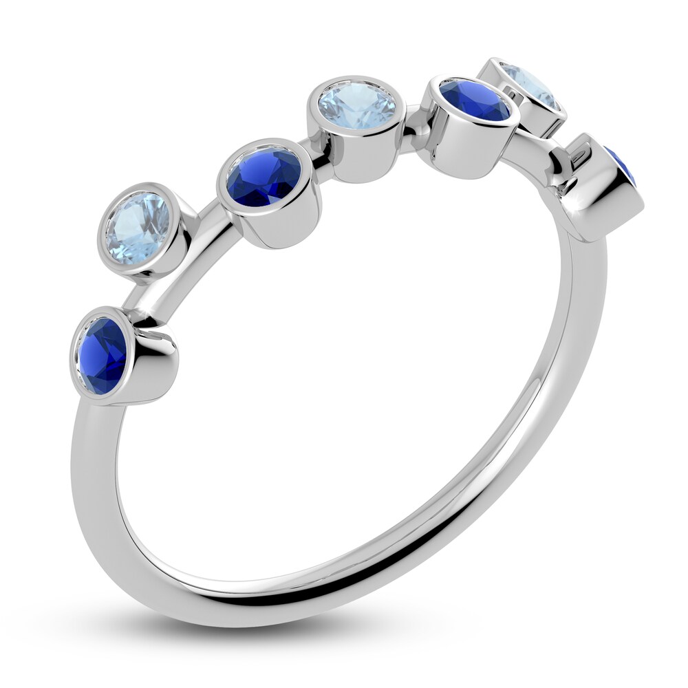 Juliette Maison Natural Aquamarine & Natural Blue Sapphire Ring 10K White Gold SLWK0tIy