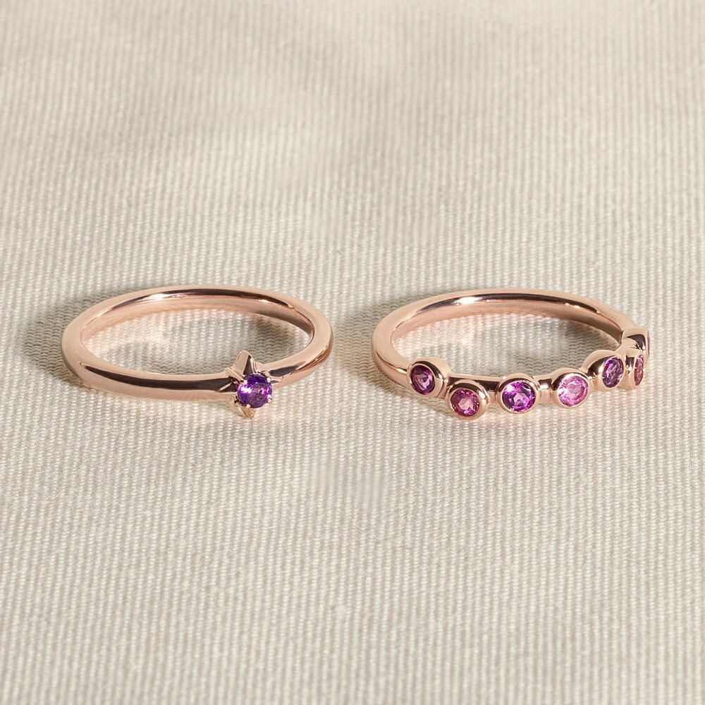 Juliette Maison Natural White Sapphire & Natural Amethyst Ring 10K Rose Gold SQBBPSnq