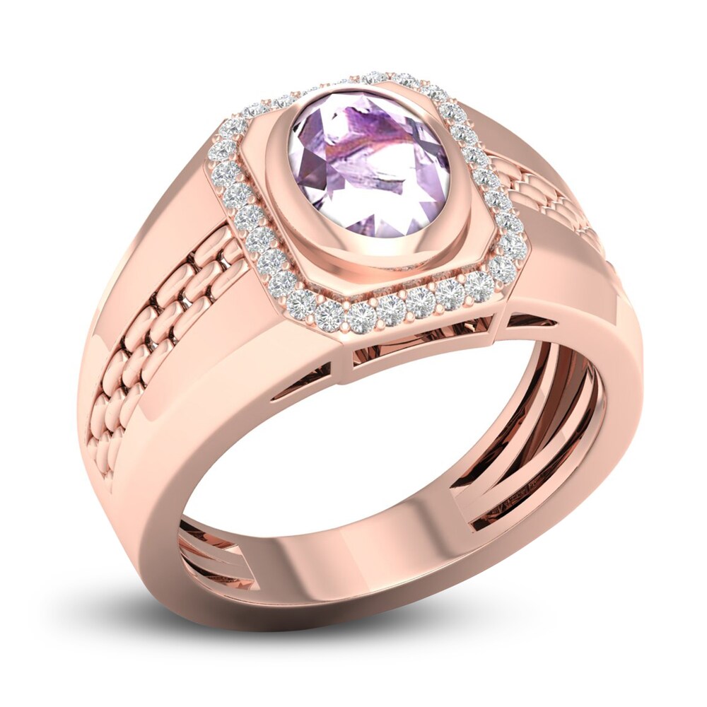 Natural Pink Quartz Ring 1/6 ct tw Diamonds 14K Rose Gold SQvZy8Ut