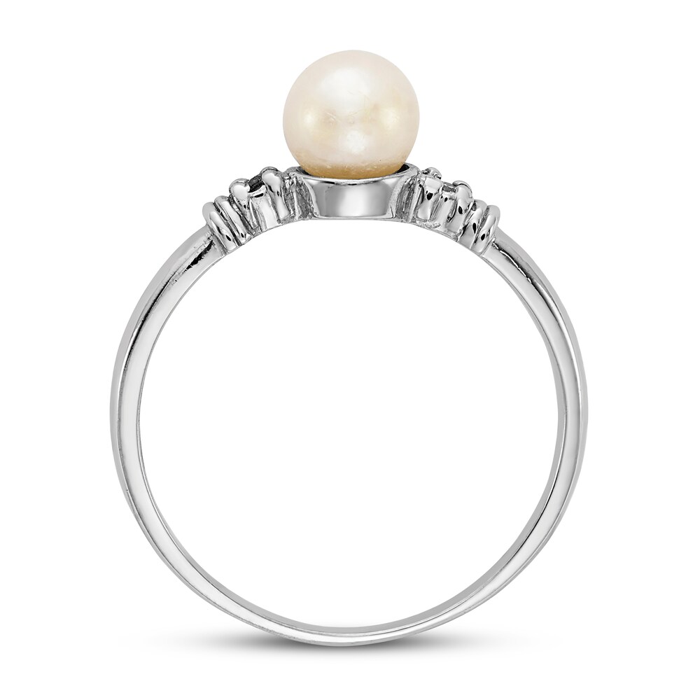 Cultured Freshwater Pearl Ring Diamond Accent 14K White Gold SSb5SVos