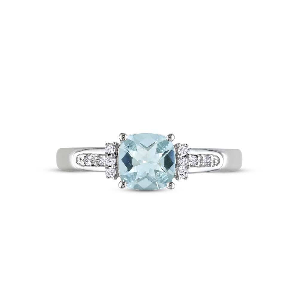 Aquamarine Ring 1/20 ct tw Diamonds Sterling Silver SU6XiNU8